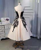 Champagne Lace Short Prom Dress, Lace Evening Dress