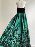 Retro Black And Green A-Line Halter Neck Velvet And Satin Prom Dress Evening Dress