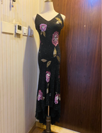 Retro Black Mermaid V-Neck Chiffon Long Prom Dress Evening Dress