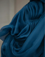 Retro Elegant Navy Blue One-Shoulder Tulle Long Ball Gown Evening Dress