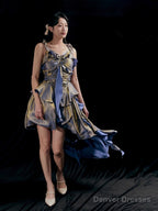 Retro High Low Irregular Spaghetti Straps Dusty Purple Short Birthday Dresses Birthday Outfit