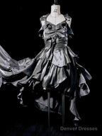 Retro High Low Irregular Spaghetti Straps Gray Short Birthday Dresses Birthday Outfits