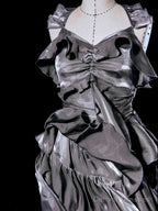 Retro High Low Irregular Spaghetti Straps Gray Short Prom Dresses Birthday Outfits