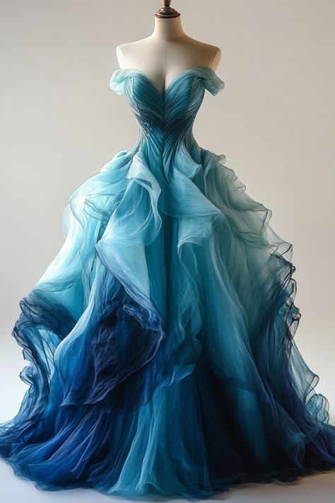 Retro Light Off The Shoulder Tulle Blue Party Dress Prom Dress Evening Dress Main image