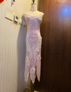 Retro Light Purple Irregular Strap Chiffon Prom Dress Evening Dress