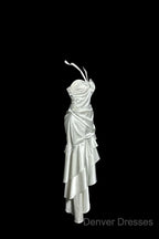 Retro Mermaid Halter Satin High Low Evening Dress Prom Dress