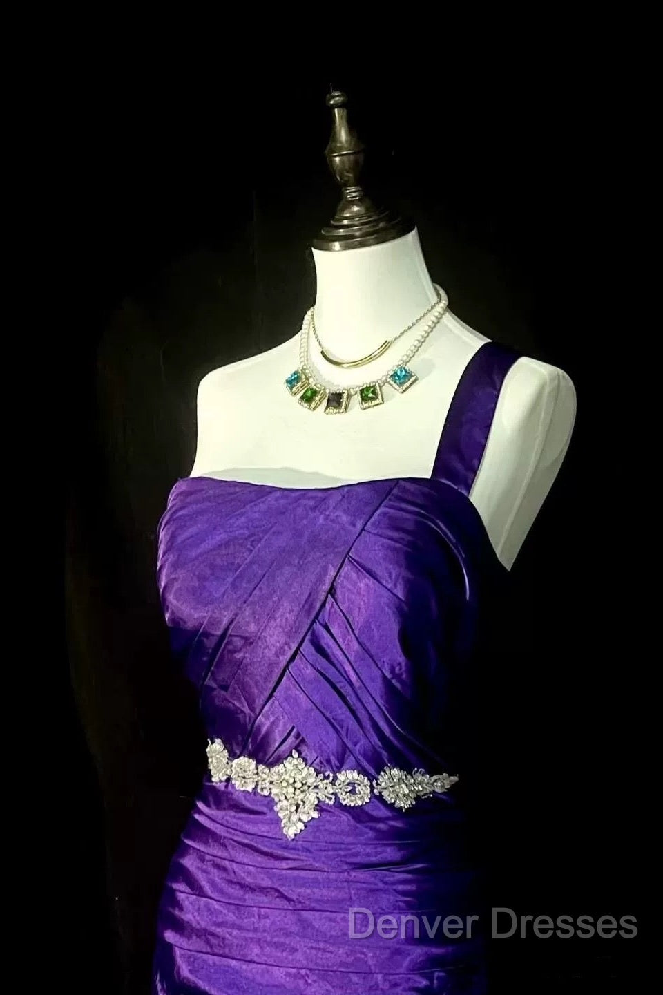 Retro Mermaid One Shoulder Satin Grape Long Evening Dress Prom Dress