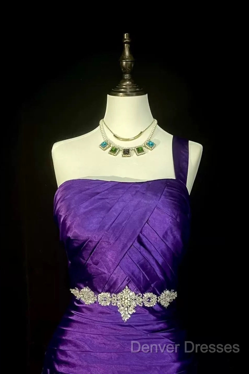 Retro Mermaid One Shoulder Satin Grape Long Evening Dress Prom Dress