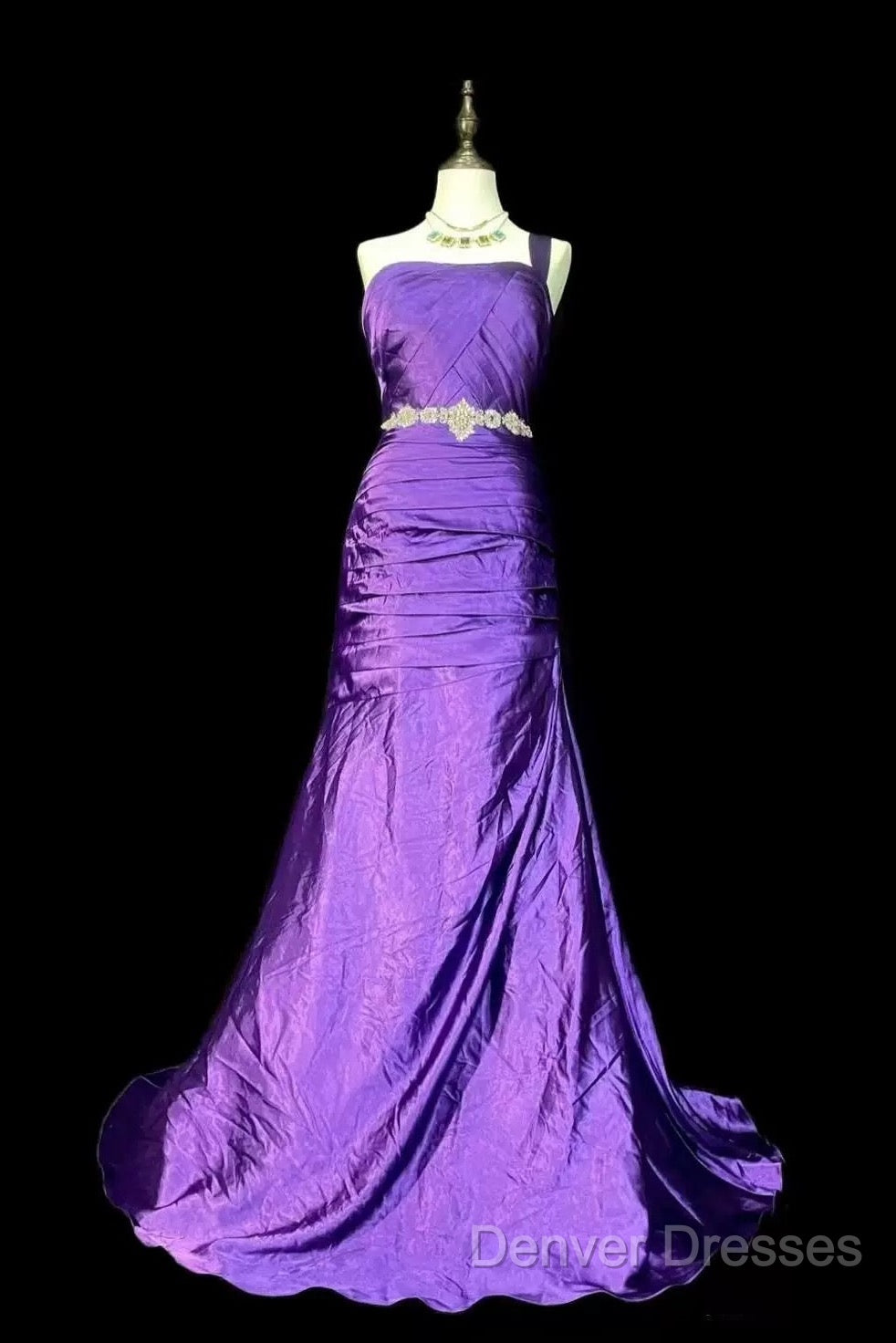 Retro Mermaid One Shoulder Satin Grape Long Evening Dress Prom Dress