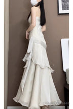 Retro Mermaid Spaghetti Straps Ankle Length Prom Dresses Birthday Outfits With Ruffles