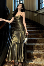 Retro Mermaid Spaghetti Straps Long Length Evening Dress Prom Dresses