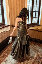 Retro Mermaid Spaghetti Straps Long Length Evening Dress Prom Dresses