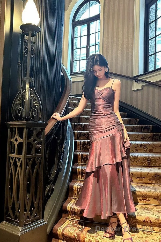 Retro Mermaid Spaghetti Straps Long Length Grape Evening Dress Prom Dresses Secondary image
