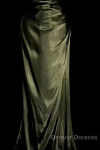 Retro Mermaid Spaghetti Straps Satin Green Long Evening Dress Prom Dress
