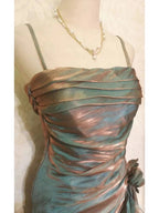 Retro Mermaid Spaghetti Straps Satin Long Party Dress Prom Dress