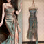 Retro Mermaid Spaghetti Straps Satin Long Party Dress Prom Dress