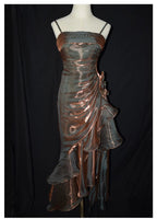Retro Mermaid Spaghetti Straps Satin Long Party Dress Prom Dress