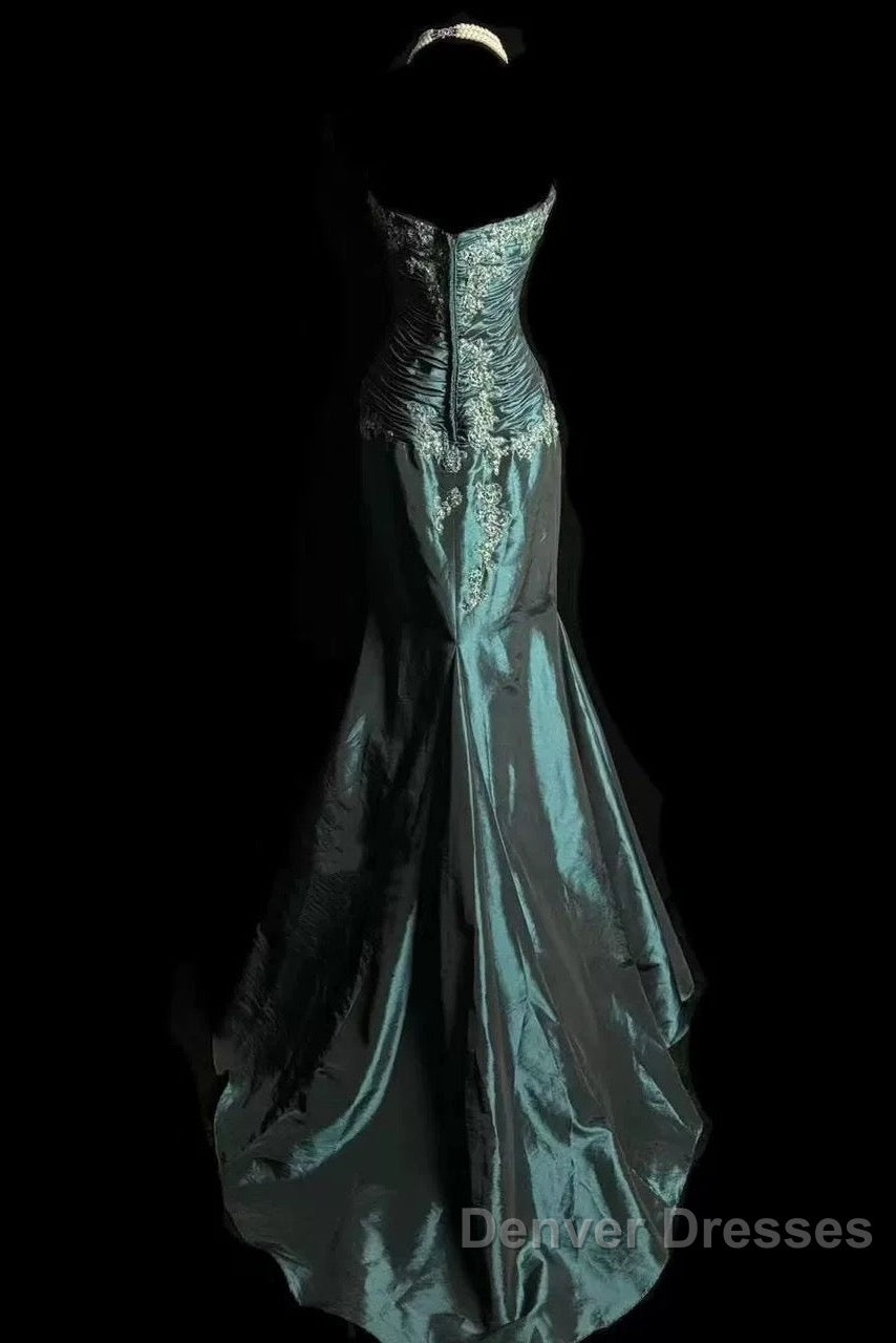 Retro Mermaid Sweetheart Taffeta Long Evening Dress Prom Dress