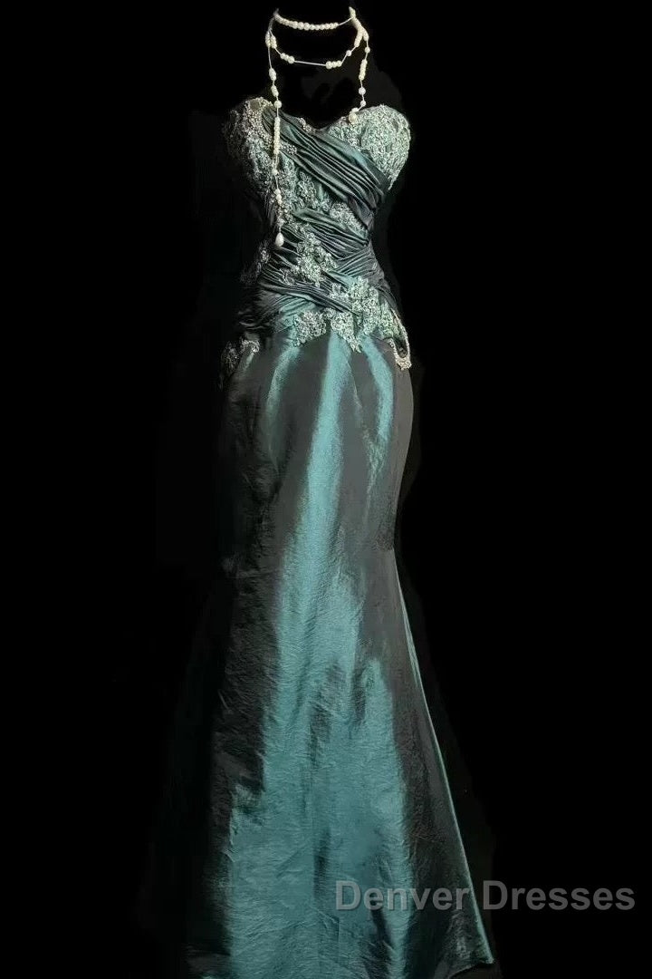 Retro Mermaid Sweetheart Taffeta Long Evening Dress Prom Dress