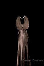 Retro Mermaid V Neckline Chiffon Brown Evening Dress Prom Dress
