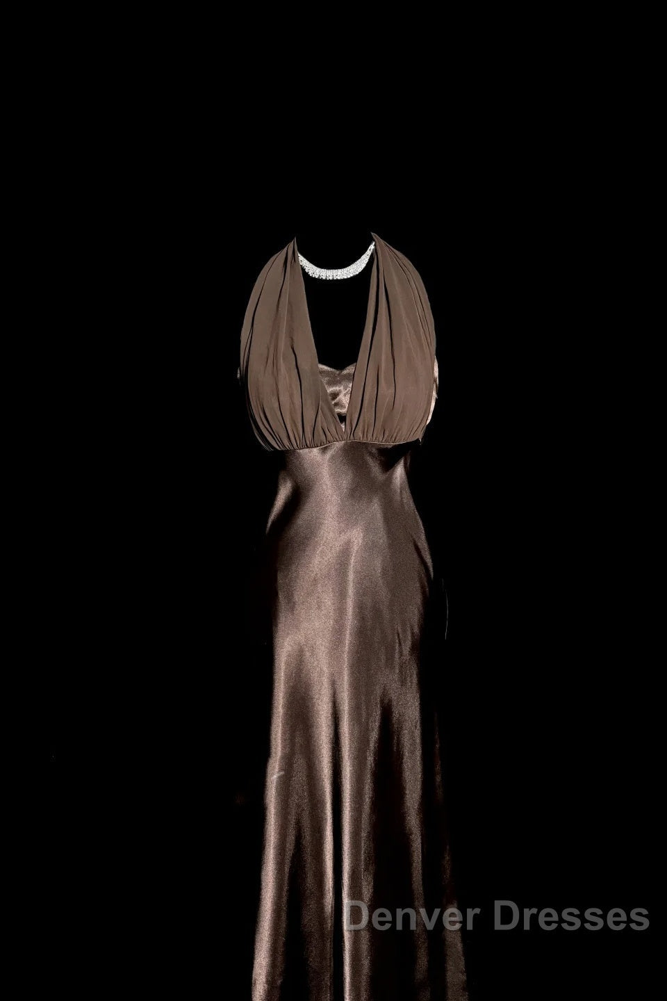 Retro Mermaid V Neckline Chiffon Brown Evening Dress Prom Dress