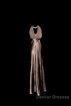 Retro Mermaid V Neckline Chiffon Brown Evening Dress Prom Dress