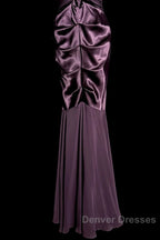 Retro Mermaid V Neckline Chiffon Grape Evening Dress Prom Dress