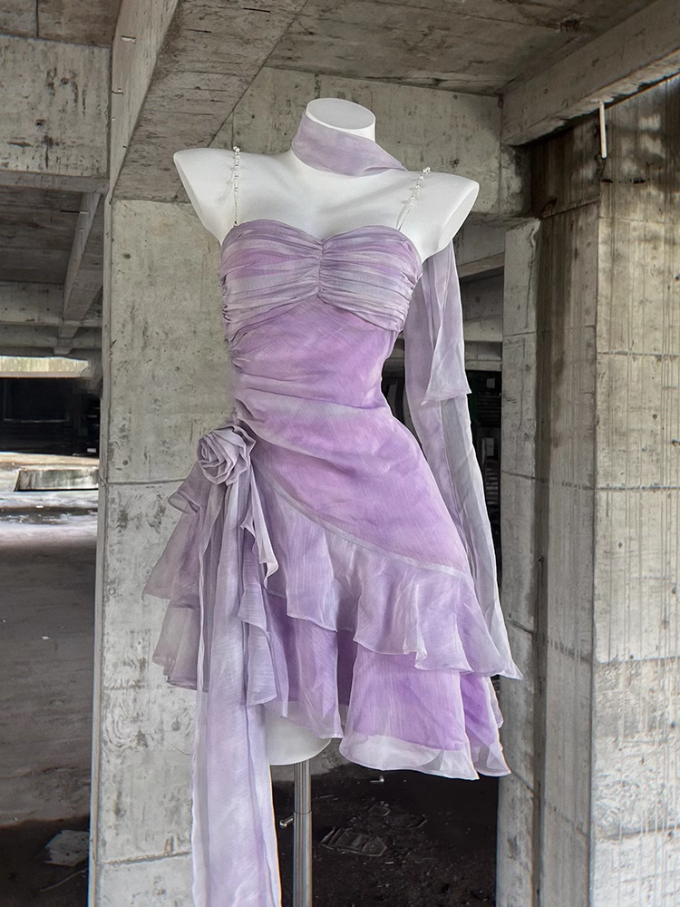 Retro Sheath Spaghetti Straps Short Lilac Cocktail Dress Birthday Outfits