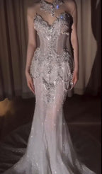 Retro Wedding Dress Mermaid Sweetheart Sequin Pearls Long White Wedding Dress Bride Dress Bridal Gowns
