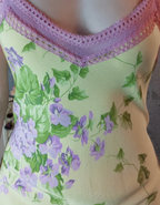 Retro Yellow-Based Purple Floral Mermaid Spaghetti Strap V-Neck Chiffon Prom Dress Evening Dress