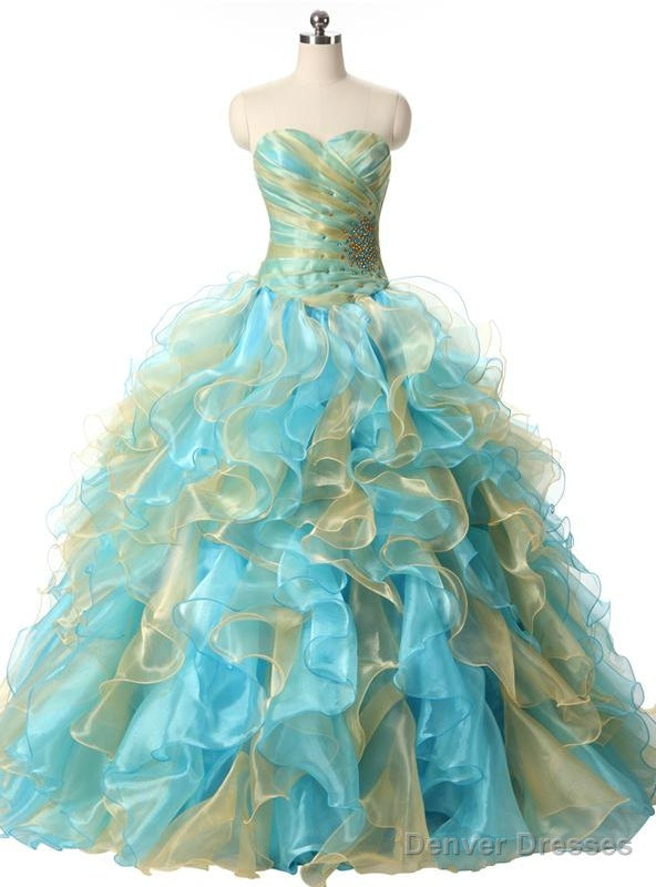 Rhinestones Ball Gown Sweetheart Organza Ruffles Quinceanera Dresses Main image