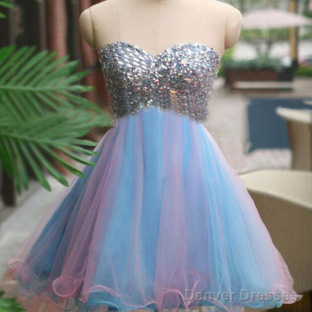 Rhinestones Sparkly Strapless Unique Sweetheart Tight Freshman Homecoming Dress Main image