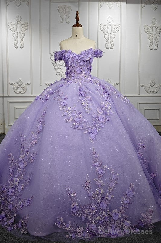 Romantic Quinceanera Dresses Sleeveless Beading Prom Dresses with 3D Flower Appliques Main image