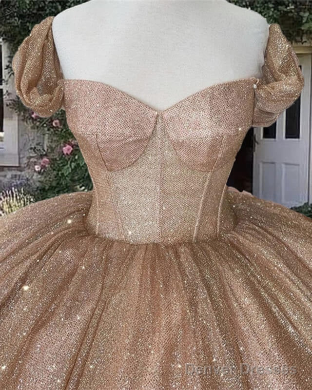 Rose Gold Sleeved Corset Ball Gown Dress Secondary image