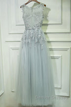 Round Neck Lace Prom Dress, Lace Formal Evening Dress
