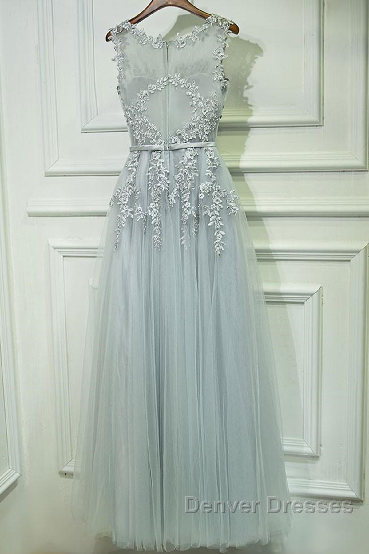 Round Neck Lace Prom Dress, Lace Formal Evening Dress
