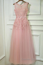 Round Neck Lace Prom Dress, Lace Formal Evening Dress