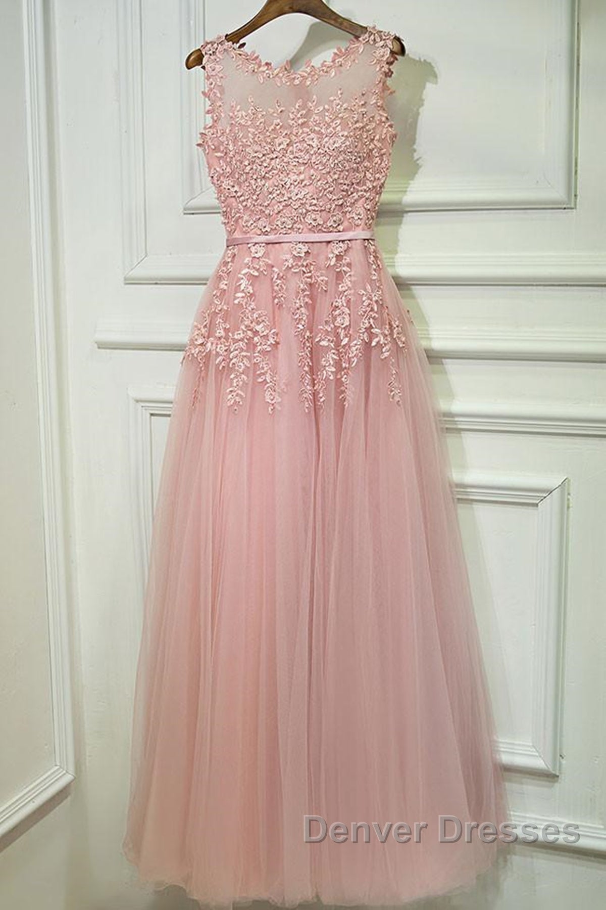 Round Neck Lace Prom Dress, Lace Formal Evening Dress