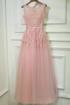 Round Neck Lace Prom Dress, Lace Formal Evening Dress
