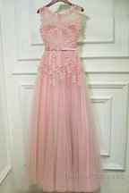 Round Neck Lace Prom Dress, Lace Formal Evening Dress