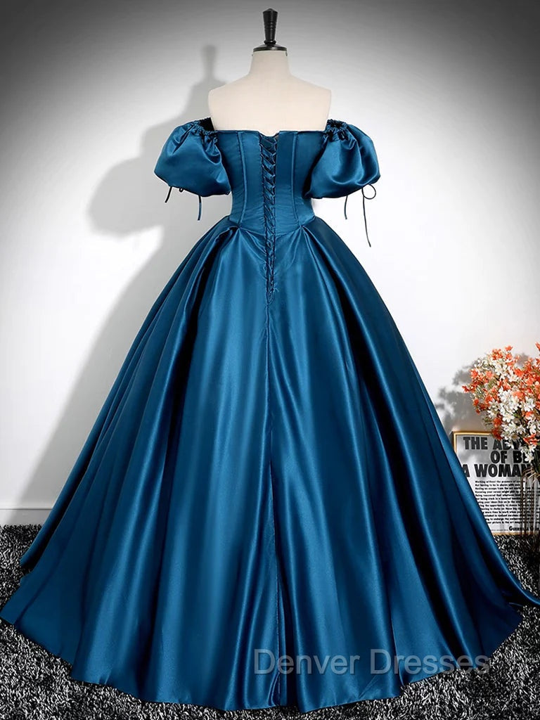 Royal Blue A-Line Prom Dress Off The Shoulder Pleated Dress Secondary image