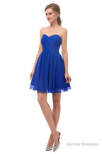 A Line Strapless Knee Length Chiffon Homecoming Dresses