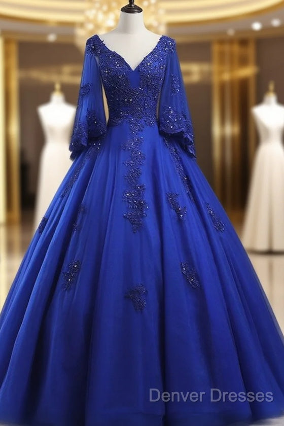 Royal Blue Ball Gown Lace Applique Quinceanera Dress, Tulle Floor Length Sweet 16 Dress Main image