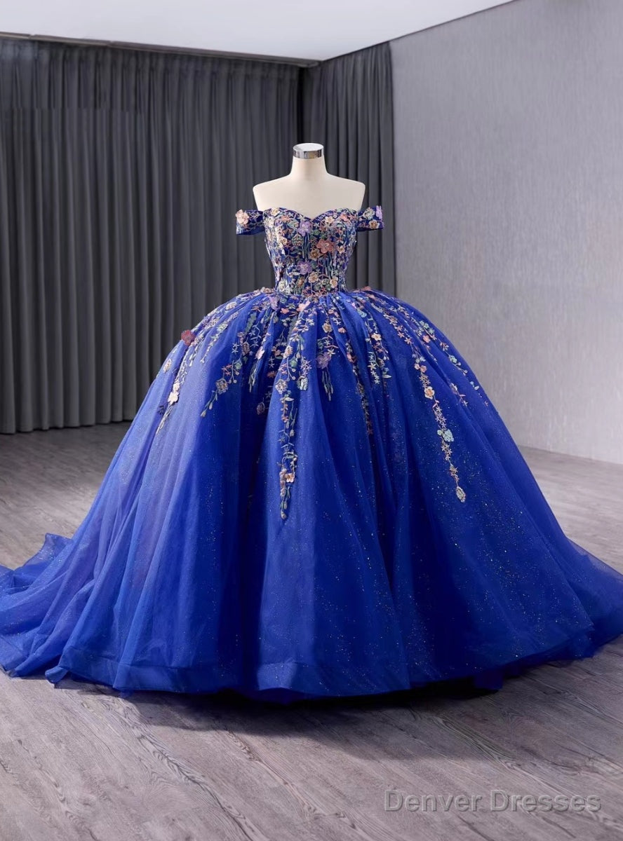 Royal Blue Ball Gown Tulle Appliques Prom Dress Main image