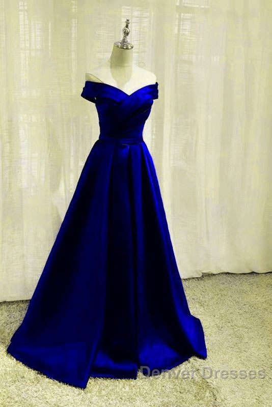 Royal Blue Bridesmaid Dress Satin Off The Shoulder Secondary image