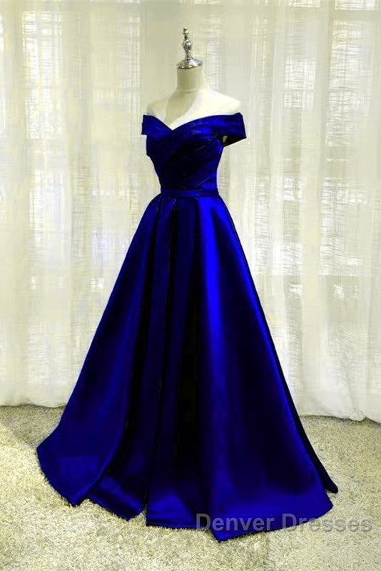 Royal Blue Bridesmaid Dress Satin Off The Shoulder