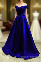 Royal Blue Bridesmaid Dress Satin Off The Shoulder