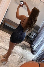 Royal Blue Glitter One Shoulder Tight Homecoming Dress