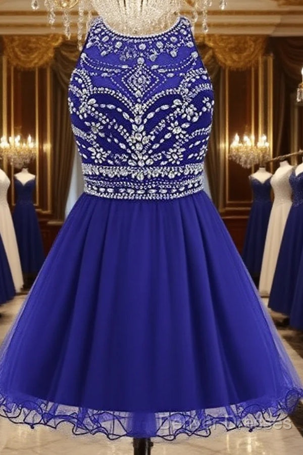 Royal Blue Homecoming Dress , Tulle Beaded Party Dress, Cute Party Dress Main image