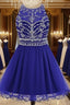 Royal Blue Homecoming Dress , Tulle Beaded Party Dress, Cute Party Dress